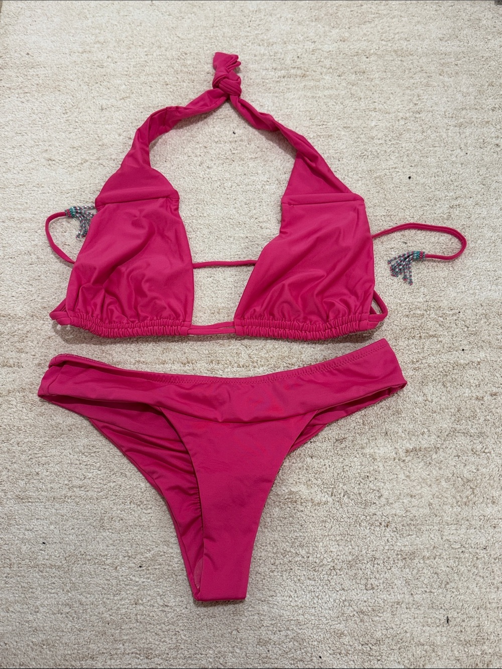 Salty Mermaid Hot Pink Halter Bikini Set
